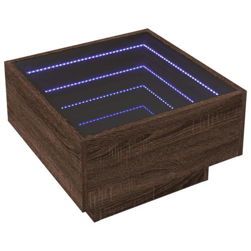 Table basse avec LED chêne marron 50x50x30 cm bois d'ingénierie - Photo n°3; ?>