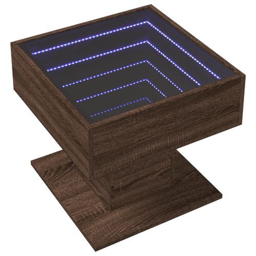 Table basse avec LED chêne marron 50x50x45 cm bois d'ingénierie - Photo n°3; ?>