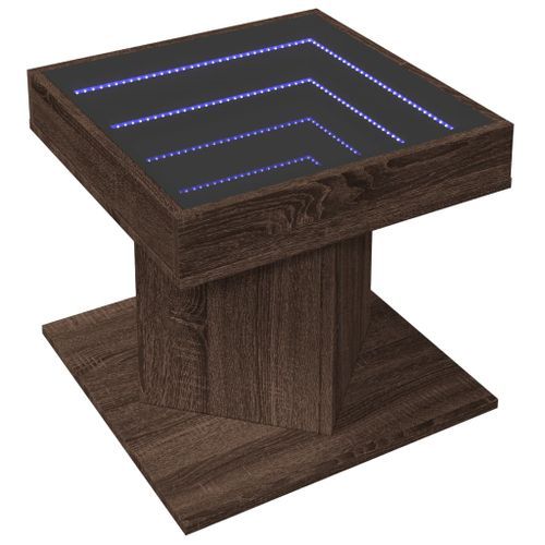 Table basse avec LED chêne marron 50x50x45 cm bois d'ingénierie - Photo n°3; ?>