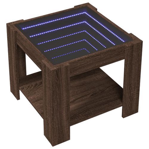 Table basse avec LED chêne marron 53x53x45 cm bois d'ingénierie - Photo n°3; ?>