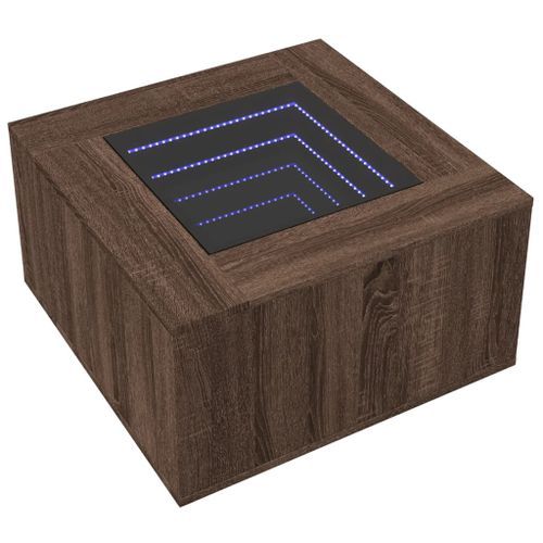 Table basse avec LED chêne marron 60x60x40 cm bois d'ingénierie - Photo n°3; ?>