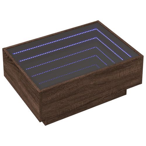 Table basse avec LED chêne marron 70x50x30 cm bois d'ingénierie - Photo n°3; ?>