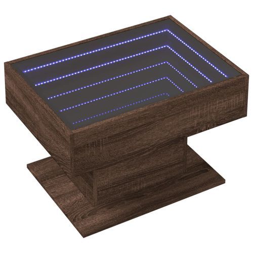 Table basse avec LED chêne marron 70x50x45 cm bois d'ingénierie - Photo n°3; ?>