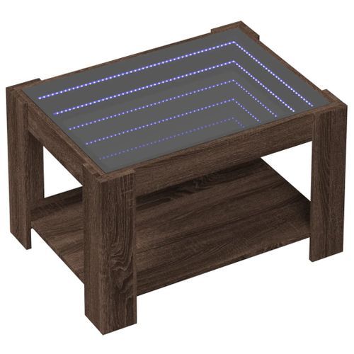 Table basse avec LED chêne marron 73x53x45 cm bois d'ingénierie - Photo n°3; ?>