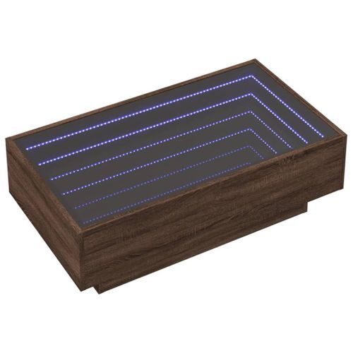 Table basse avec LED chêne marron 90x50x30 cm bois d'ingénierie - Photo n°3; ?>