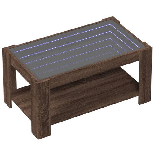 Table basse avec LED chêne marron 93x53x45 cm bois d'ingénierie - Photo n°3; ?>