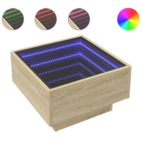 Table basse avec LED chêne sonoma 50x50x30 cm bois d'ingénierie - Photo n°2; ?>