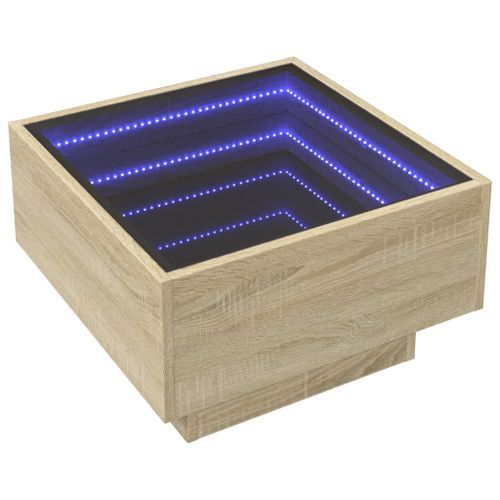 Table basse avec LED chêne sonoma 50x50x30 cm bois d'ingénierie - Photo n°3; ?>