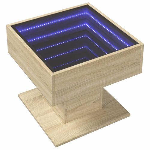 Table basse avec LED chêne sonoma 50x50x45 cm bois d'ingénierie - Photo n°3; ?>