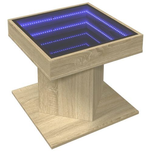 Table basse avec LED chêne sonoma 50x50x45 cm bois d'ingénierie - Photo n°3; ?>