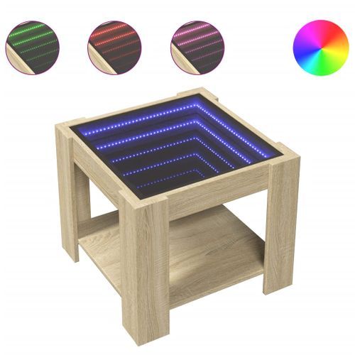 Table basse avec LED chêne sonoma 53x53x45 cm bois d'ingénierie - Photo n°2; ?>