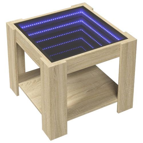 Table basse avec LED chêne sonoma 53x53x45 cm bois d'ingénierie - Photo n°3; ?>