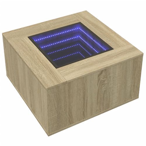 Table basse avec LED chêne sonoma 60x60x40 cm bois d'ingénierie - Photo n°3; ?>