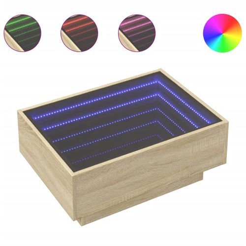 Table basse avec LED chêne sonoma 70x50x30 cm bois d'ingénierie - Photo n°2; ?>