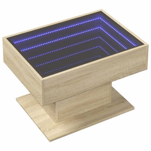 Table basse avec LED chêne sonoma 70x50x45 cm bois d'ingénierie - Photo n°3; ?>