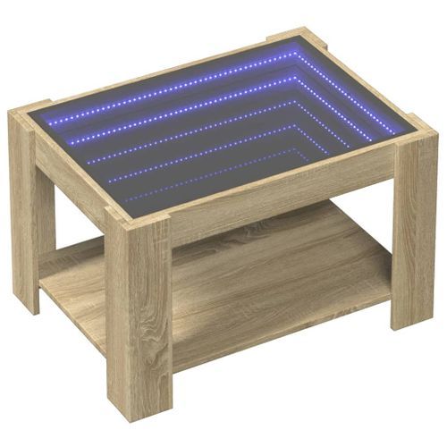 Table basse avec LED chêne sonoma 73x53x45 cm bois d'ingénierie - Photo n°3; ?>