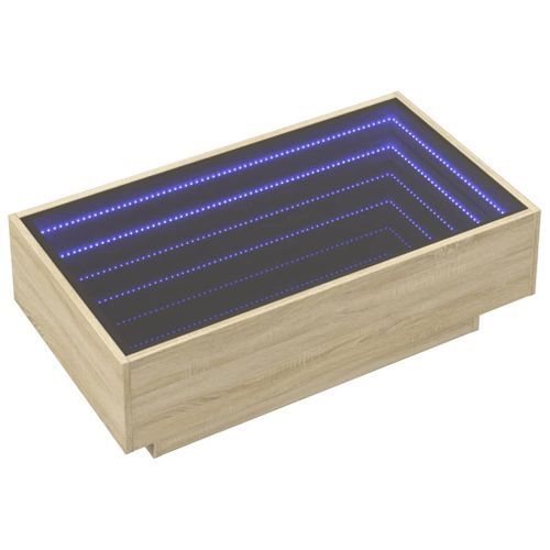 Table basse avec LED chêne sonoma 90x50x30 cm bois d'ingénierie - Photo n°3; ?>