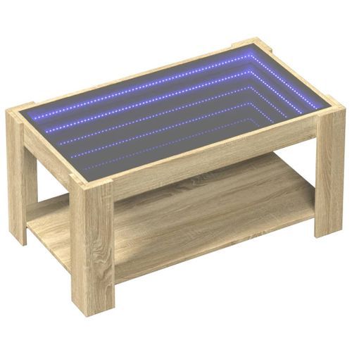 Table basse avec LED chêne sonoma 93x53x45 cm bois d'ingénierie - Photo n°3; ?>