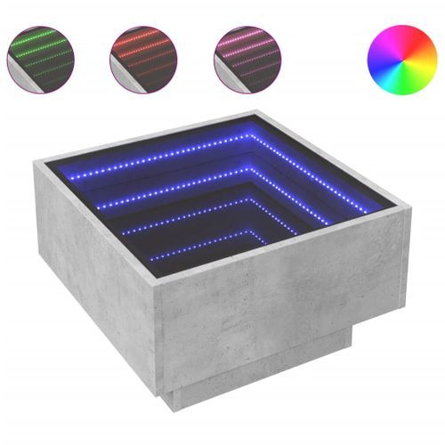 Table basse avec LED gris béton 50x50x30 cm bois d'ingénierie - Photo n°2; ?>