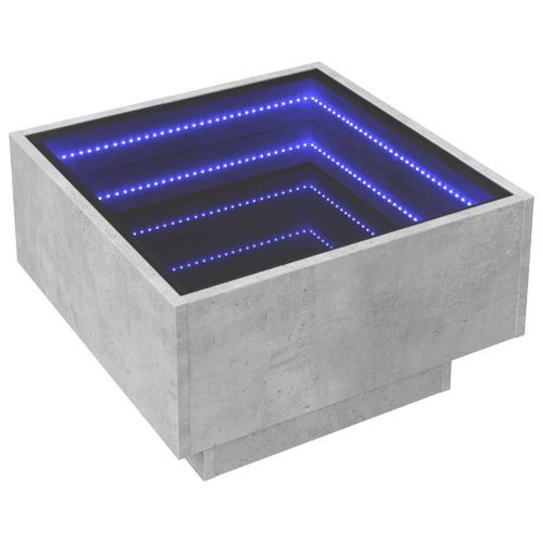 Table basse avec LED gris béton 50x50x30 cm bois d'ingénierie - Photo n°3; ?>