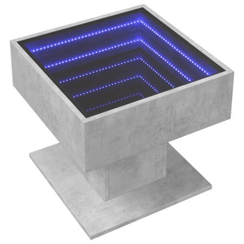 Table basse avec LED gris béton 50x50x45 cm bois d'ingénierie - Photo n°3; ?>