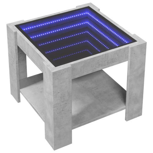 Table basse avec LED gris béton 53x53x45 cm bois d'ingénierie - Photo n°3; ?>