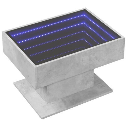 Table basse avec LED gris béton 70x50x45 cm bois d'ingénierie - Photo n°3; ?>