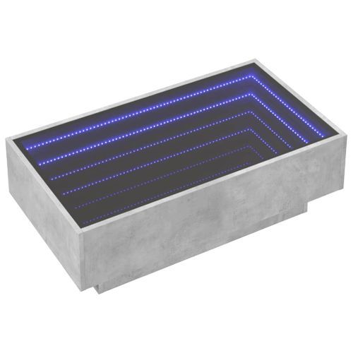 Table basse avec LED gris béton 90x50x30 cm bois d'ingénierie - Photo n°3; ?>