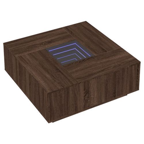 Table basse avec LED infini chêne marron 100x100x40 cm - Photo n°3; ?>