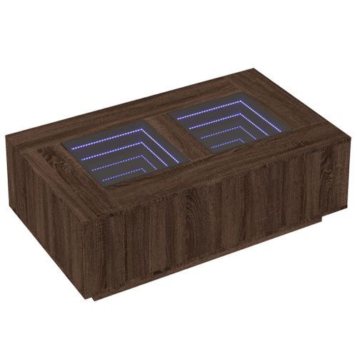 Table basse avec LED infini chêne marron 116x69x40 cm - Photo n°3; ?>