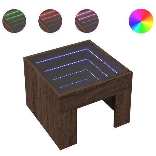 Table basse avec LED infini chêne marron 40x40x30 cm - Photo n°2; ?>