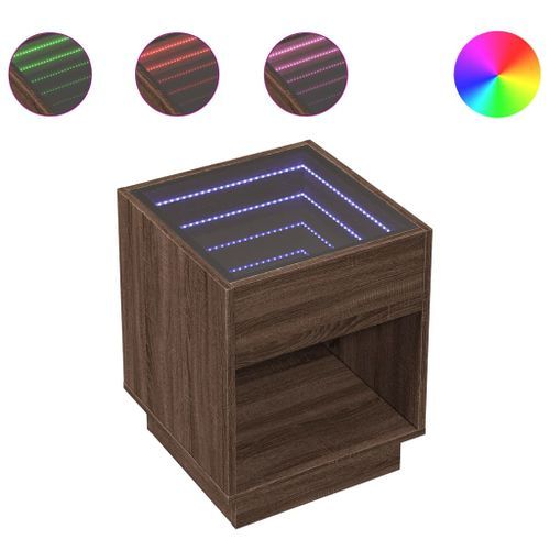 Table basse avec LED infini chêne marron 40x40x50 cm - Photo n°2; ?>