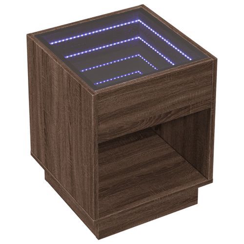 Table basse avec LED infini chêne marron 40x40x50 cm - Photo n°3; ?>