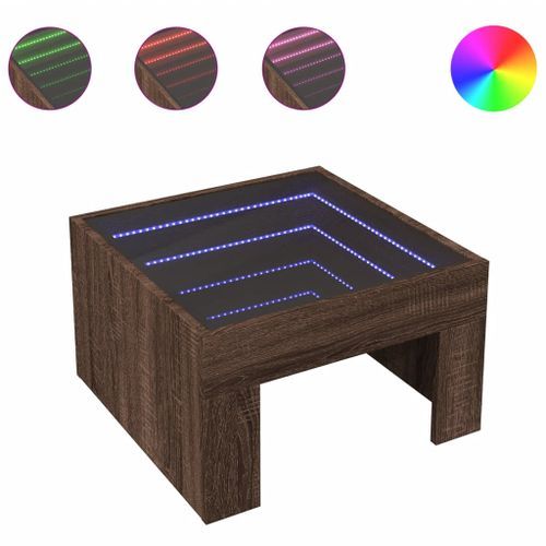 Table basse avec LED infini chêne marron 50x50x30 cm - Photo n°2; ?>