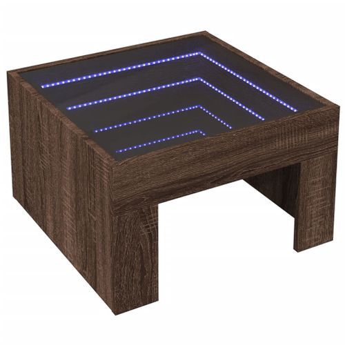 Table basse avec LED infini chêne marron 50x50x30 cm - Photo n°3; ?>