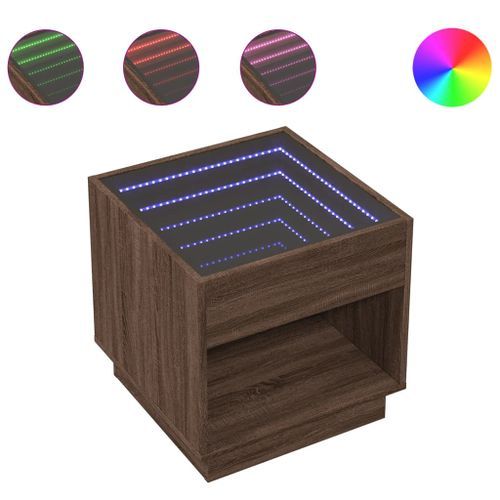 Table basse avec LED infini chêne marron 50x50x50 cm - Photo n°2; ?>