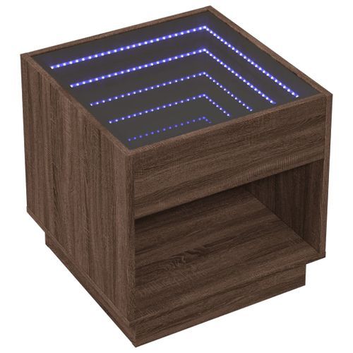 Table basse avec LED infini chêne marron 50x50x50 cm - Photo n°3; ?>