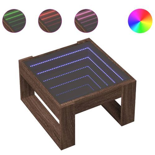 Table basse avec LED infini chêne marron 50x53x30 cm - Photo n°2; ?>