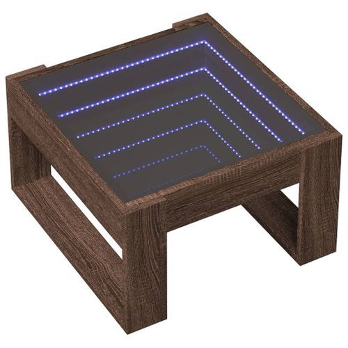 Table basse avec LED infini chêne marron 50x53x30 cm - Photo n°3; ?>