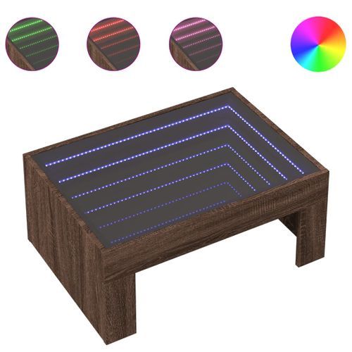 Table basse avec LED infini chêne marron 70x50x30 cm - Photo n°2; ?>