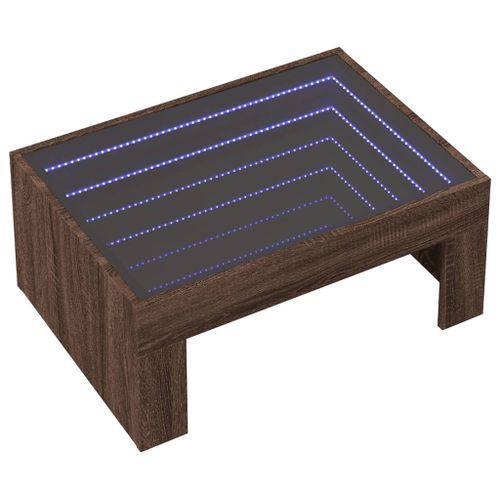 Table basse avec LED infini chêne marron 70x50x30 cm - Photo n°3; ?>