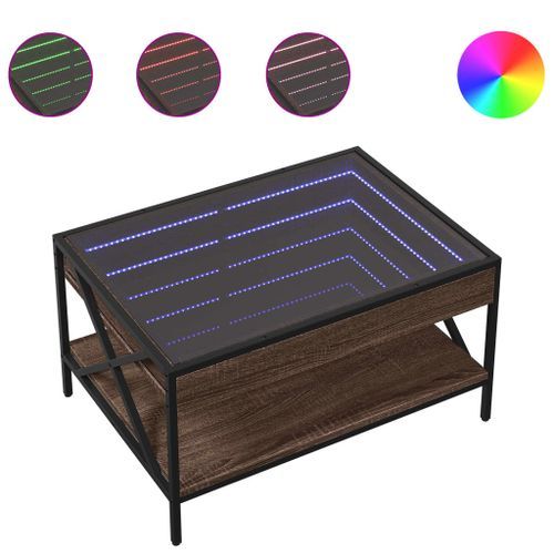 Table basse avec LED infini chêne marron 70x50x38 cm - Photo n°2; ?>