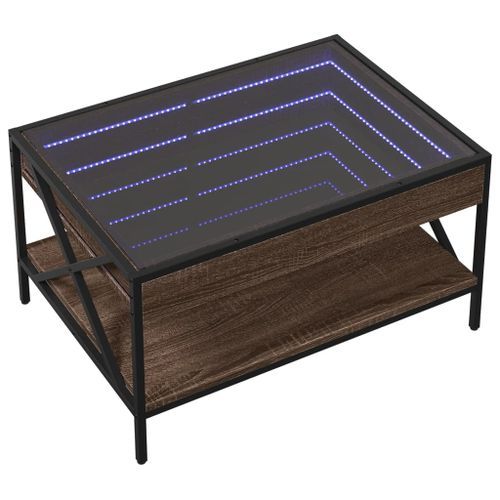 Table basse avec LED infini chêne marron 70x50x38 cm - Photo n°3; ?>