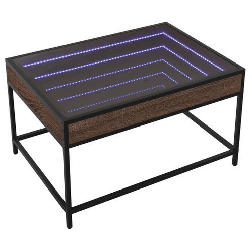 Table basse avec LED infini chêne marron 70x50x41 cm - Photo n°2; ?>