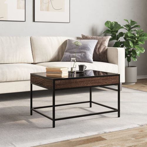 Table basse avec LED infini chêne marron 70x50x41 cm - Photo n°3; ?>