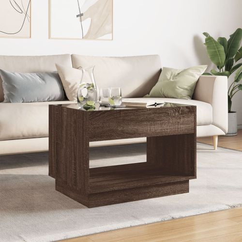 Table basse avec LED infini chêne marron 70x50x50 cm - Photo n°3; ?>