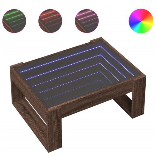 Table basse avec LED infini chêne marron 70x53x30 cm - Photo n°2; ?>