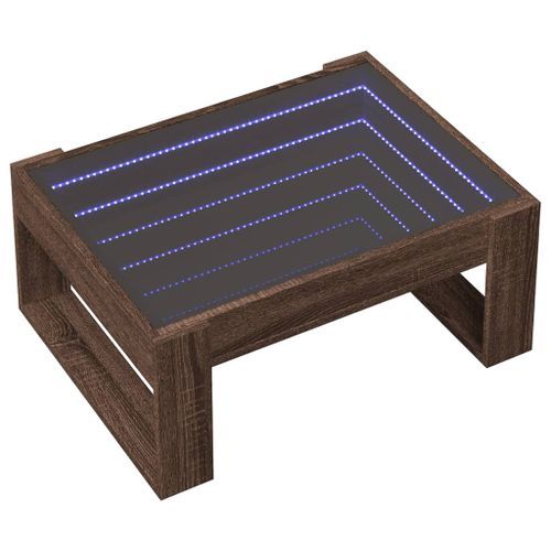 Table basse avec LED infini chêne marron 70x53x30 cm - Photo n°3; ?>