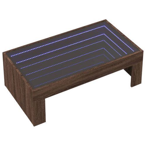 Table basse avec LED infini chêne marron 90x50x30 cm - Photo n°3; ?>