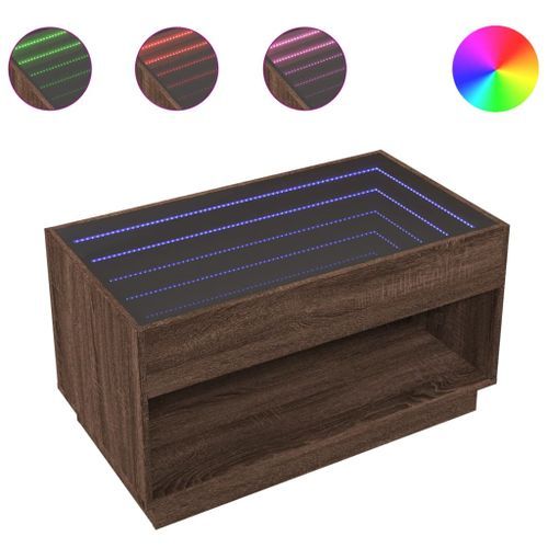 Table basse avec LED infini chêne marron 90x50x50 cm - Photo n°2; ?>